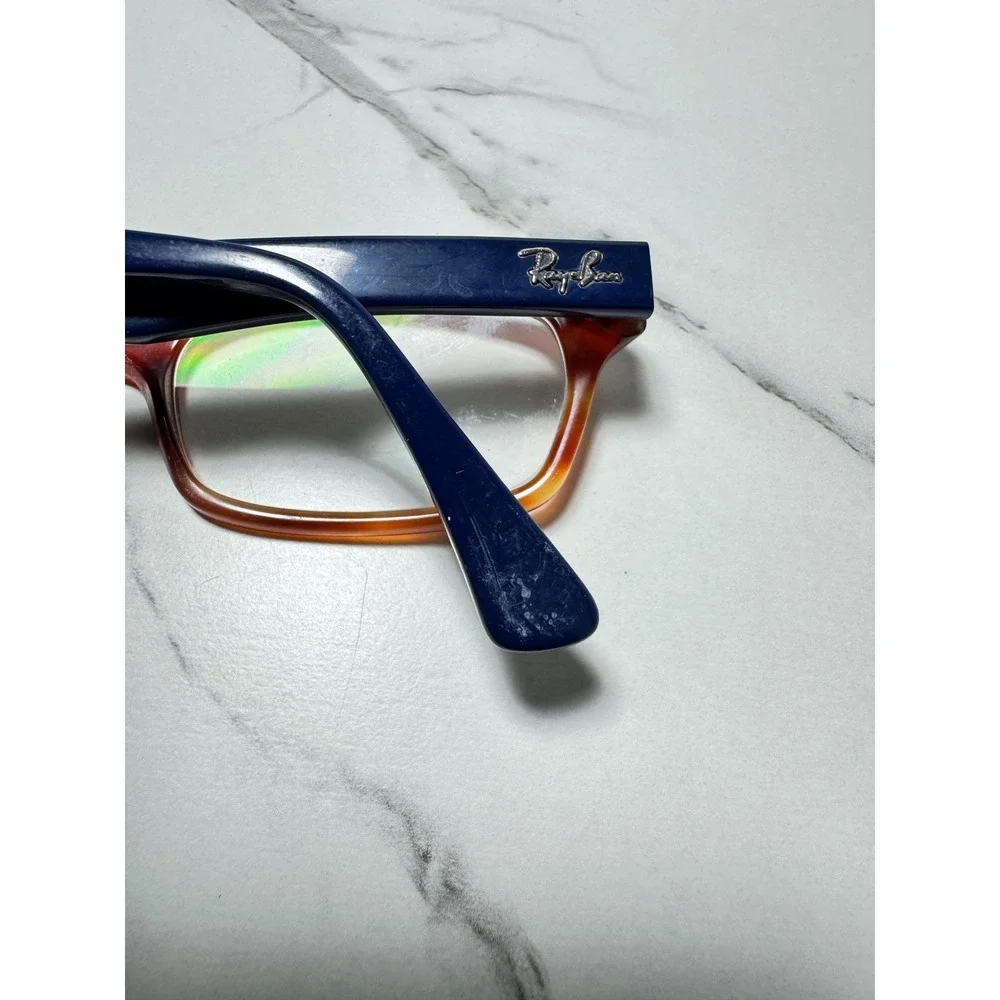 Ray-Ban RB 5150 5609 Brown Tortoise Navy Blue Rectangular Eyeglasses 50-19-135